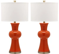 Lola Column Table Lamp Set in Orange