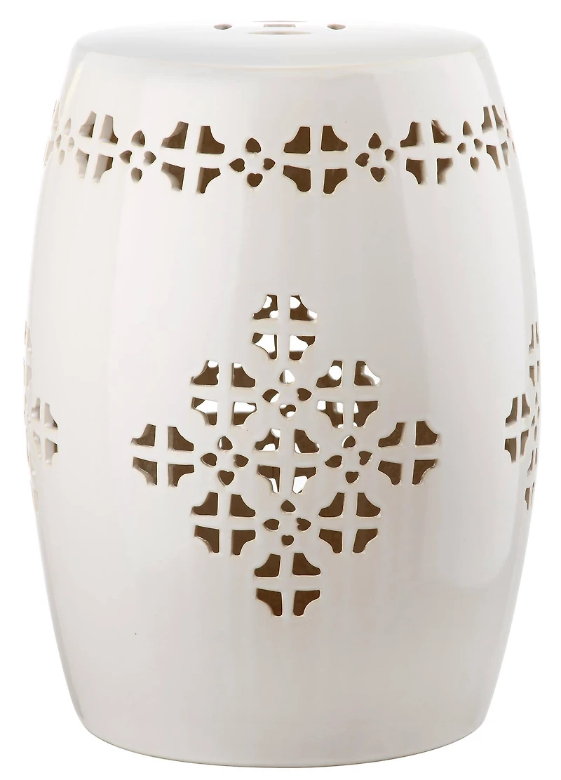 Quatrefoil Garden Stool in Creme