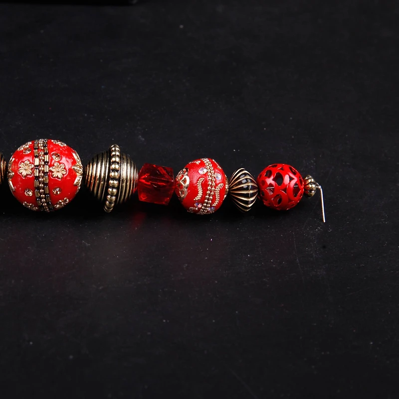 12 Pack: Bead Landing™ Red & Gold Strung Beads
