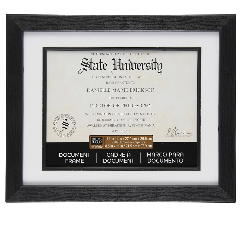 Black 8.5" x 11" Document Frame with Mat by Studio Décor®