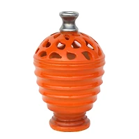 9.5" Outdoor Patio Cutout Vase, Tangerine Orange & Gray