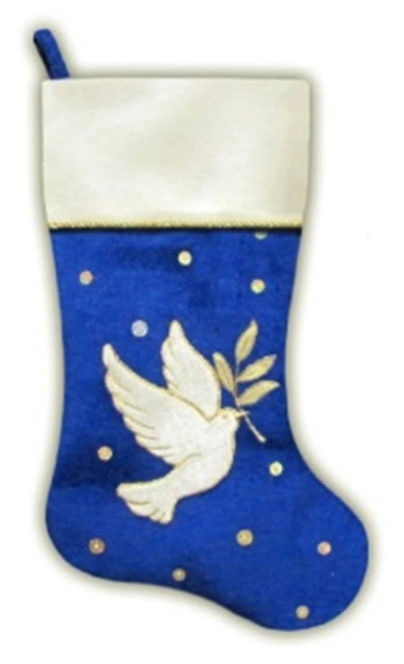 20.5" Royal Blue Velvet Dove Christmas Stocking