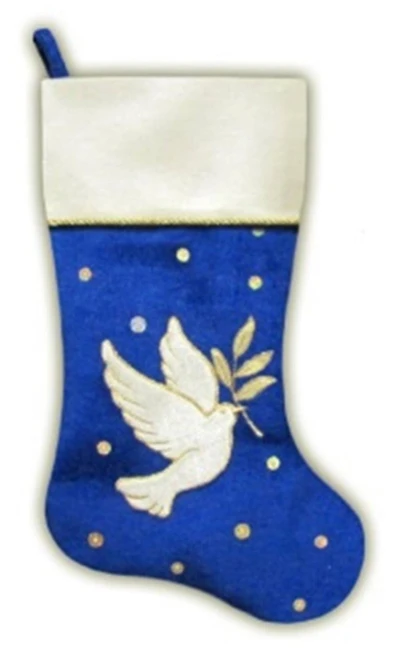 20.5" Royal Blue Velvet Dove Christmas Stocking