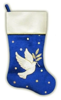 20.5" Royal Blue Velvet Dove Christmas Stocking