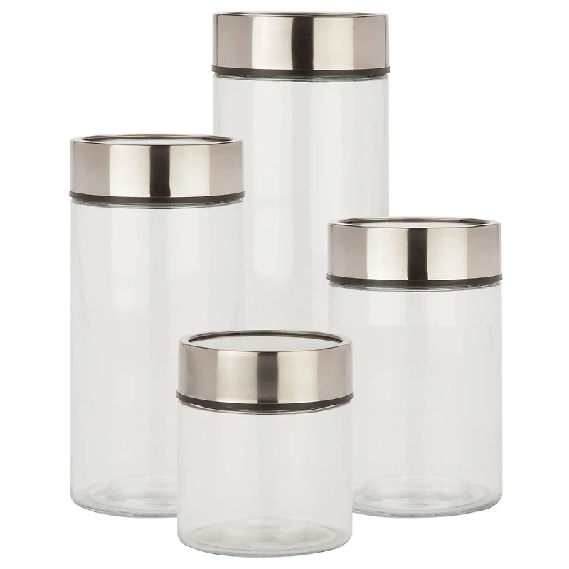 Honey Can Do Clear & Silver Date Dial Jar Set, 4 Pieces