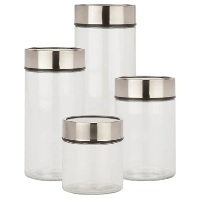 Honey Can Do Clear & Silver Date Dial Jar Set, 4 Pieces