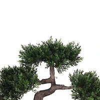 10" Green Artificial Bonsai Tree in Gold Plated Ceramic Pot