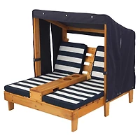 KidKraft Double Chaise Lounge with Cup Holders, Honey & Navy