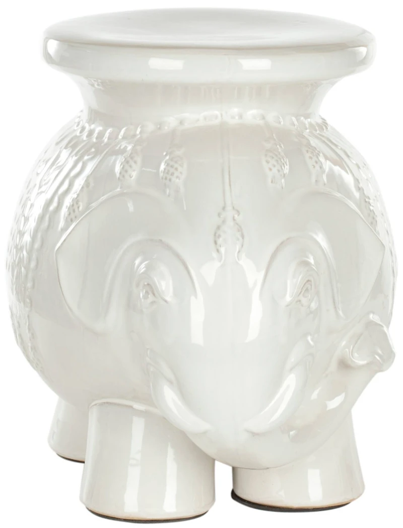 Elephant Garden Stool in White
