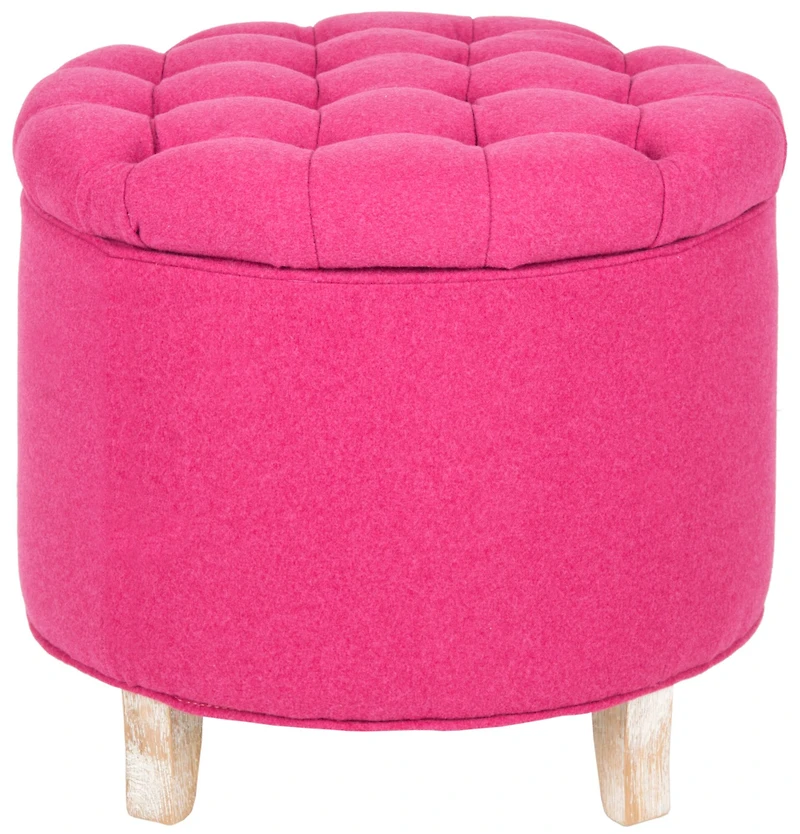 Amiela Tufted Ottoman in Berry