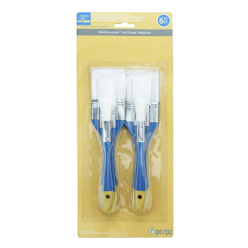 12 Packs: 6 ct. (72 total) Necessities™ White Synthetic Flat Brush Set by Artist's Loft™