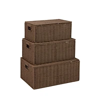 Honey Can Do Brown Parchment Cord Boxes, 3ct.