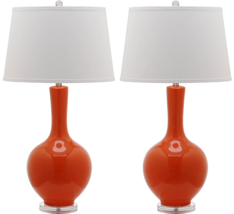 Blanche Gourd Lamp Set in Orange