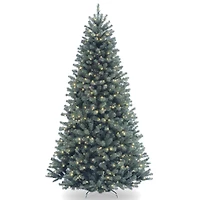 7.5 ft. Pre-lit Hinged North Valley Spruce Blue Medium Artificial Christmas Tree, Clear Lights