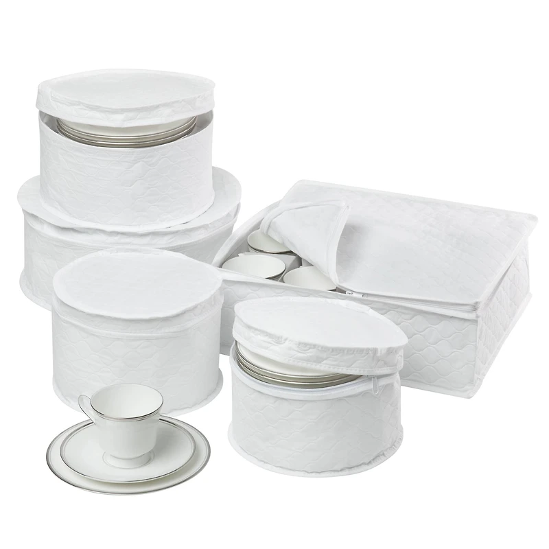 Honey Can Do White Dinnerware Storage Set, 5 Pieces