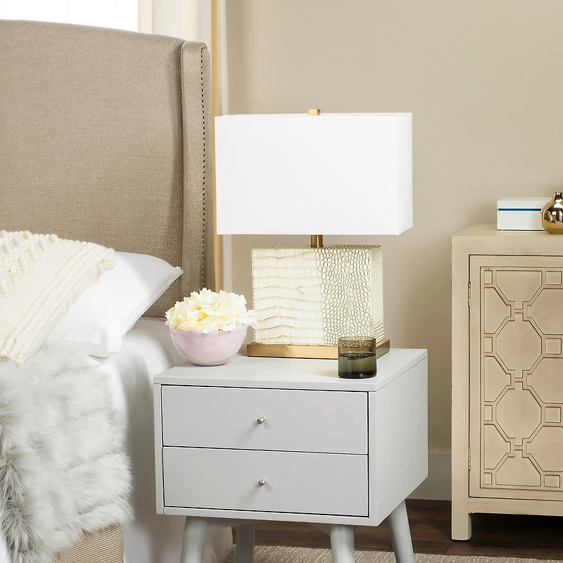 Delia Table Lamp in Creme Alligator