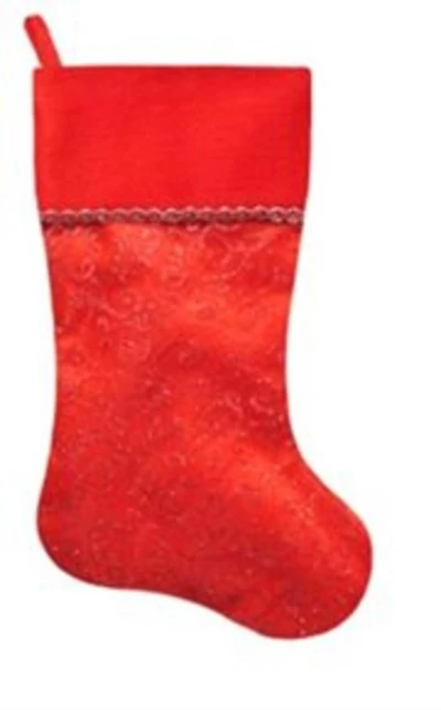22" Glittering Swirl Design Christmas Stocking, Red