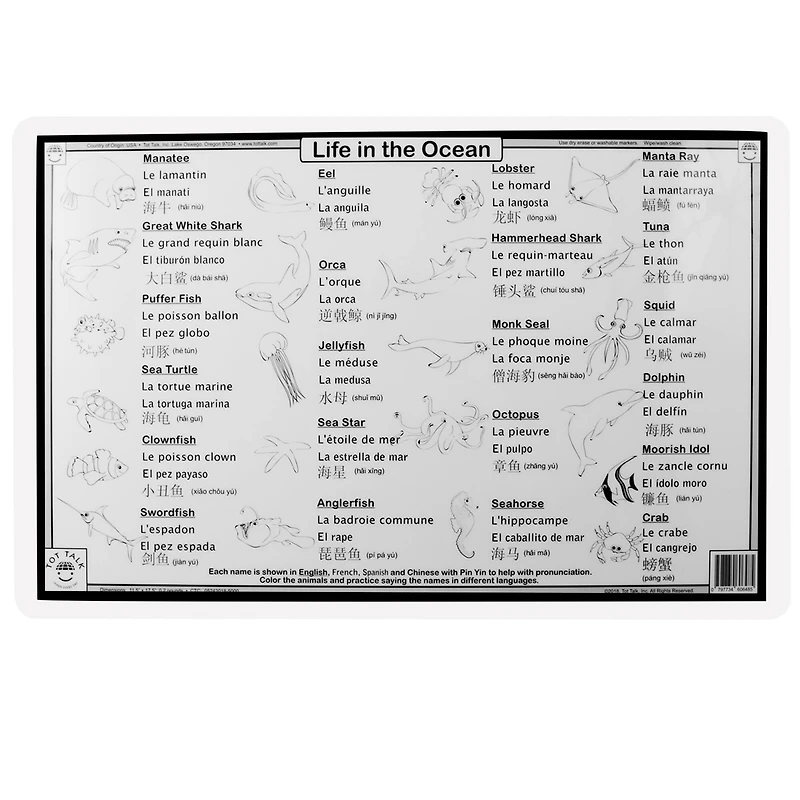 12 Pack: Tot Talk Ocean Explorer Placemat