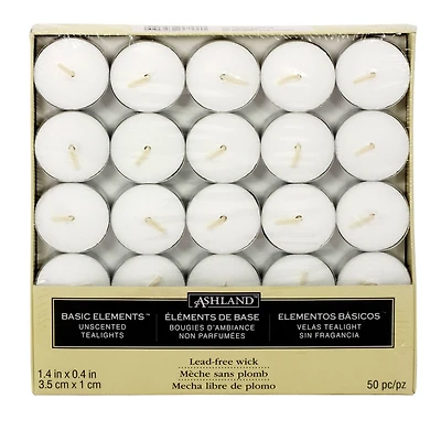 Ashland® Basic Elements™ Tea Lights, 50 Pack