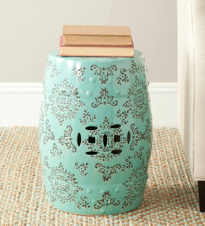 Medallion Garden Stool in Robins Egg Blue