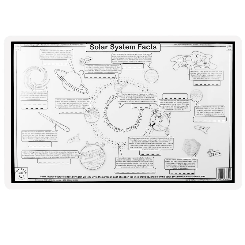 12 Pack: Tot Talk Solar System Placemat