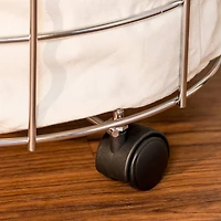 Honey Can Do 25" Chrome & White Rolling Hamper