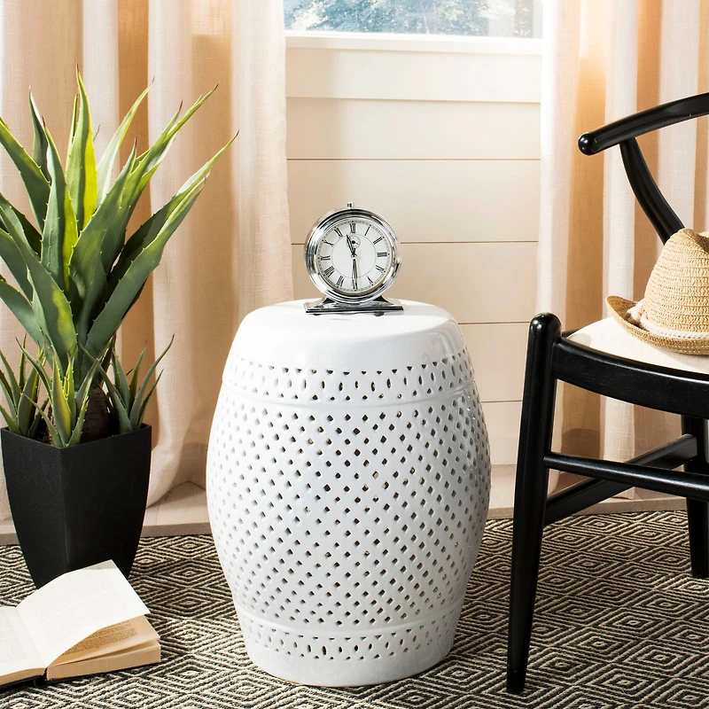 Diamond Garden Stool in White