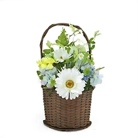 14.5" Lakeside Blue & White Silk Artificial Spring Floral Arrangement