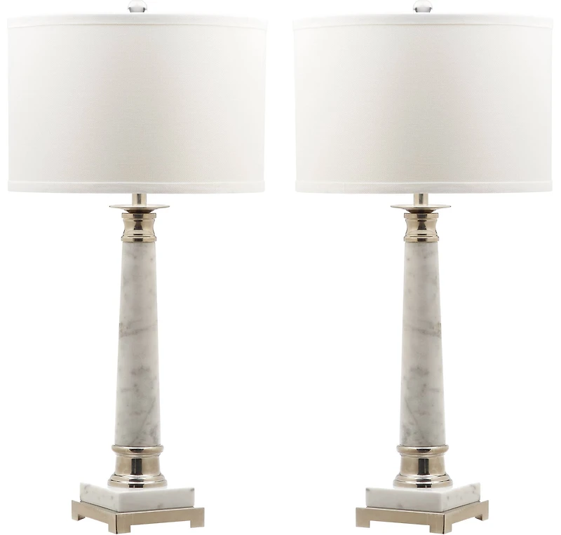 Colleen Table Lamp Set in White Marble