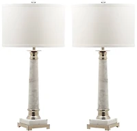 Colleen Table Lamp Set in White Marble