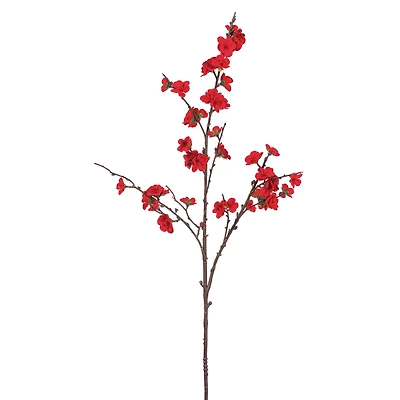 30" Velvet Plum Blosson Stem, Red