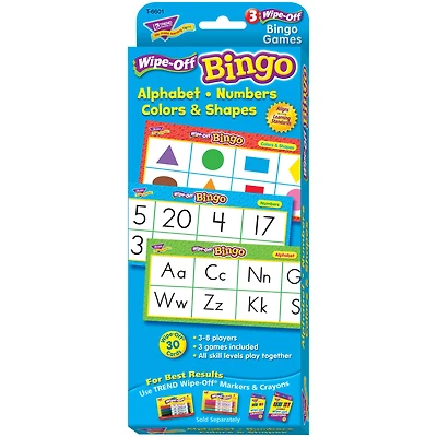 Trend Enterprise Alphabet, Numbers, Colors & Shapes Wipe-Off® Bingo