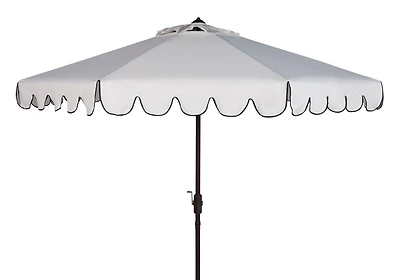 Dorinda 9Ft Crank Umbrella in White & Black