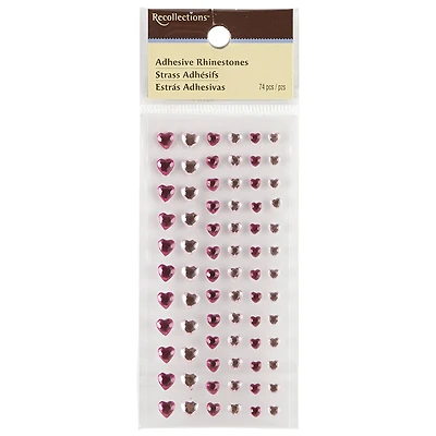 12 Packs: 74 ct. (888 total) Pink Heart Rhinestone Stickers by Recollections™