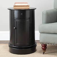 Tabitha Swivel Accent Table in Distressed Black