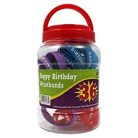 Happy Birthday Wristbands, Jar of 36