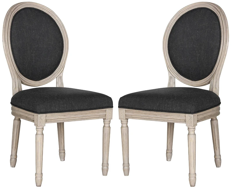 Holloway Oval Side Chair Set of 2 in Charcoal & Grey