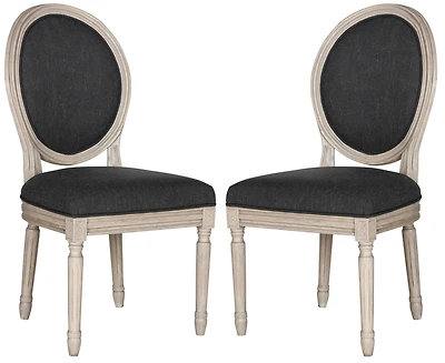 Holloway Oval Side Chair Set of 2 in Charcoal & Grey