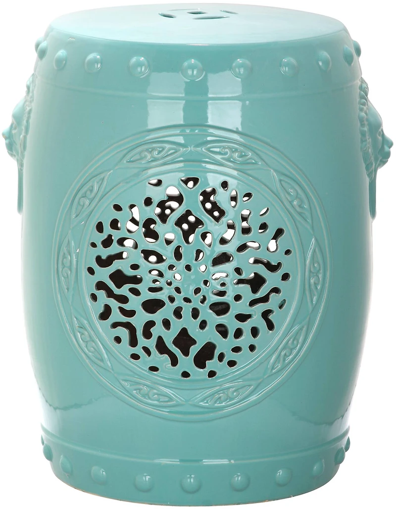 Flower Drum Garden Stool in Light Blue