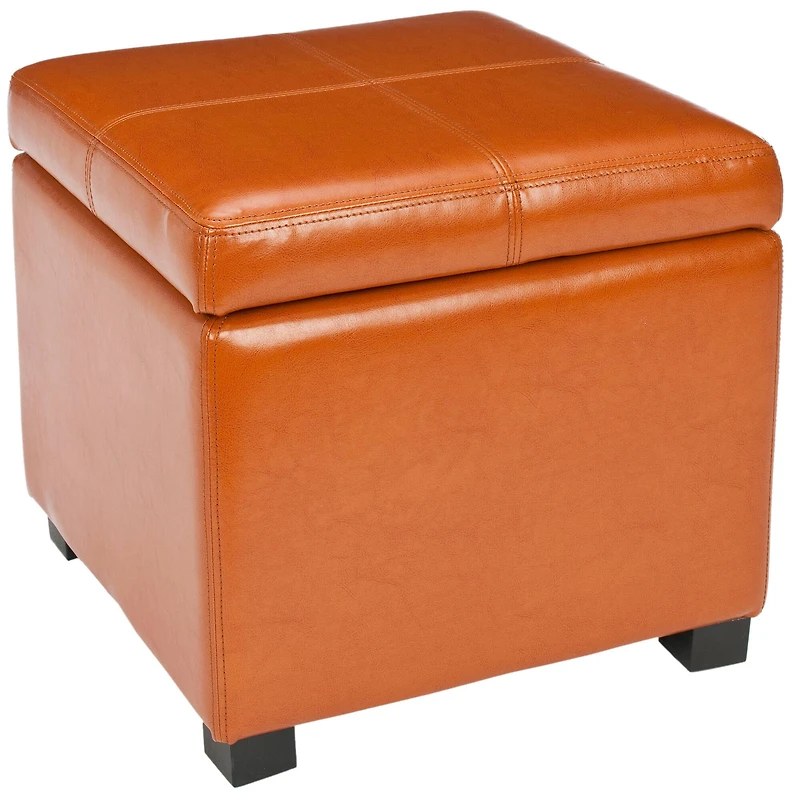Madison Square Leather Ottoman in Saddle