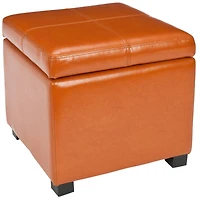 Madison Square Leather Ottoman in Saddle