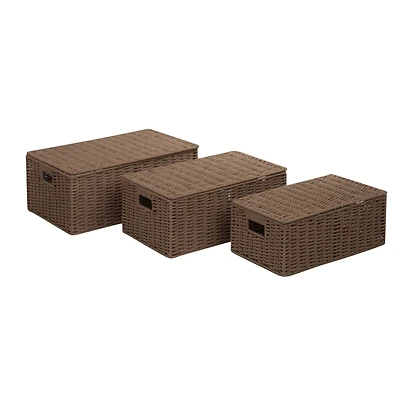Honey Can Do Brown Parchment Cord Boxes, 3ct.