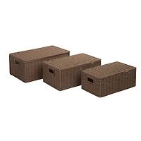 Honey Can Do Brown Parchment Cord Boxes, 3ct.