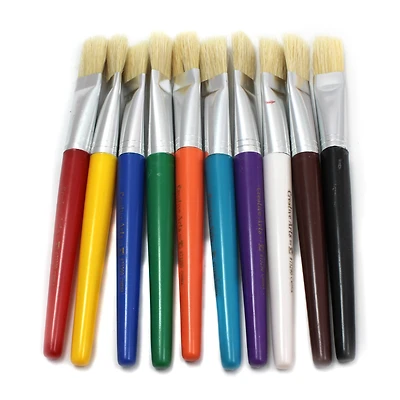 Charles Leonard Stubby Flat Brushes, Assorted Colors - 10 Per Pack, 3 Packs