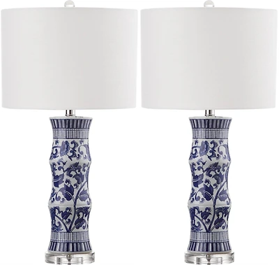 Sandy Table Lamp Set in White & Blue