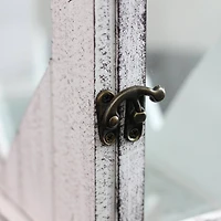 White Washed Wooden Candle Holder Lantern Set, 13" & 17.75"