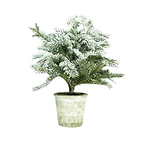 20" Flocked Pine Tree in Faux Paper Pot