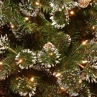 7.5 ft. Pre-Lit Glittery Pine Hinged Slim Artificial Christmas Tree, Clear Lights