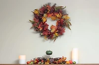 22" Autumn Harvest Apple, Berry and Leaf Artificial Thanksgiving Floral Wreath