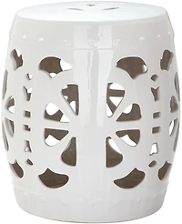 Stencil Blossom Garden Stool in Antique White